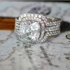 Victoria Wieck Kissen geschnitten 8mm Diamant 10KT Weißgold Füllte Liebhaber 3-in-1-Verlobungs Ehering Set SZ 5-11 250s