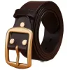 Chameau Végétable Tanned Belt Solid Brass Boucle de haute qualité Beltes pour hommes de haute qualité Luxur