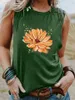 女性戦車chrysanthemumグラフィックプリントタンクトップフラワーラバーズトレンディ夏休みのスリーブシャツ女性ファッションカジュアルヴィンテージトップ