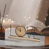 Bordsklockor trä analog klocka prydnad skrivbord figur icke-tikande tyst järnkonst för bokhylla