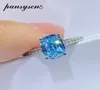 Arrival 100 925 Sterling Silver Aquamarine Simulated Moissanite White Gold Color Wedding Rings Fine Jewelry Gifts Cluster2530057