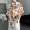 Women's Blouses Orange Cute Fruit Pattern Hawaii Beach Shirts Loose Half Sleeve Oversized Blouse Mens Women Hip Hop Tops Harajuku Casual