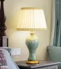 Lampy stołowe wiejskie lampa ceramiczna prosta ochrona oka nocna nocna sypialnia wystrój studi