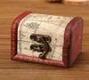 Vintage smycken låda mini trä världskarta mönster metall container arrangör förvaring fall handgjorda skattkista trä små lådor 7962286