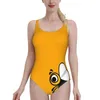 Momento de banho feminina Graphic sexy sexy uma peça de ombro de maiô de malha de maiô Monokini Monokiny Honey Bumble Cartoon