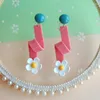 Kolczyki Dangle Korean Fashion Flower Plant wiszące asymetryczne jwelry dla kobiet prezenty imprezowe