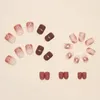 False Nails 24 PCs Short Pieces Of French Amber Smudged With 1 Jelly Gel And Nail File
