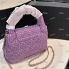 Portable Designer Femmes Bac Sac Makeup Tweed Purple Sac de maquillage Sparkling Sac à main