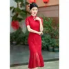 エスニック服yourqipao high-end long chiss style cheongsam for women 2024 China Wedding Toast Qipao Dress Fishtail Skirt