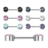 Anneaux de mamelon 2pcs Bijoux de piercing de mamelon de zircone cubique 316L Anneaux de mamelon en acier inoxydable Harbell Crystal Ball Piercing Shield 14G Y240510