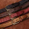 Belts 3.8CM High Quality Pure Cowhide Genuine Leather Men's Brass Buckle Extra Thick Casual Jeans Waistband Male For Men