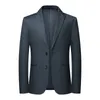 Мужская джентльменская бизнес -работа мода свадьба сплошной пиджак красивый британский случайный корейская версия Trend Suit 240507
