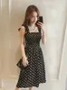 2024 Summer Befree Beach Long Vintage Dots Rouffés décontractés Elegant Maxi Strap Camis Silky 5xl Viens de robe Sexy Femmes 240509