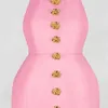 ピンクのフレッシュパーティードレス甘いレディースデザイナードレスサマーファッションストリートスカート服