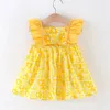 Girl Dresses Girls Dress Bag 2/Piece Set Summer Cartoon Small Flower Print Korean Version Cute Flying Sleeves