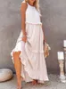 Temel Sıradan Elbiseler Fitshinling Ruffles Parti Uzun Elbiseler Kadınlar için Seksi Slveless Maxi Elbise Dans Giyim Bir Çizgi Boho Tatil Vestidos T240508