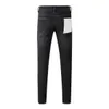 Herren Jeans Purple Roca Brand Jeans sind modisch und erstklassige schwarze Farbe mit einer Messer-Schnittloch-Reparatur für niedrige Anstiegs-Denimhosen Q240509