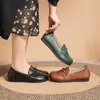 Chaussures décontractées Koznoy 2,5 cm rétro rétro et ethnique en cuir authentique au printemps automne d'été confortable Fémelles peu profondes Mary Jane Oxfords Locages