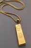 Pendant Necklaces Mens Fashion Rectangular Square Bar Necklace Gold Color Hip Hop Chain Boy Gift9925650