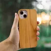 Nuova custodia per telefoni a bordo dritto in legno di ciliegia a resistenza di legno per iPhone Blank Cover