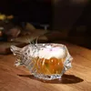 Secador de cabello personalizado vidrio creativo cóctel jugo transparente vidrio divertido vidrio con forma de pescado 240429