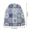 Berets Blue Portuguese Tile Beanie Cap Winter Warm Bonnet Homme Knitting Hats Ski Portugal Azulejo Flower Skullies Beanies