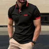 Herrpolos 2024 Summer Polo Shirt Kortärmad solid randig nackmode Personlig affär Casual Top