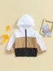 Vestes Baby Boys Hooded Zip-Up Veste avec couleur de contraste Couleur de contraste à manches longues légères pour les vêtements d'extérieur décontractés d'automne et d'hiver