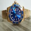 Atacado - Luxo Novo Dial Blue Black Gold 116618 116618ln 116618lb -97208 40mm Relógios masculinos automáticos Moldura de cerâmica 18K Amarelo 2712