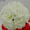 Dekorative Blumen handgefertigte Elfenbein weiße Hochzeitsstrauß rot Seidenkristall Braut -Strass -Versorgung Rosenblume Großhandel Großhandel