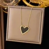 Kedjor rostfritt stål Big Black Love Heart Pendant Necklace For Women Girl Fashion Choker Icke-blekande smycken Valentins dag gåva