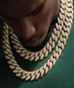 Kedjor lyxiserade ut Hip Hop Miami Curb Cuban Chain Necklace Glod Color 15mm Bredd Rhinestone Bling Rapper Halsband för män Jew9318276