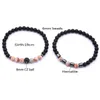 Bracelets de charme Mkendn 2pcs / ensemble Brand Sale chaude Pave Black CZ Men Bracelet 6 mm Perles en pierre avec bracelet de charme de perle d'hématite pour femmes bijoux Y240510
