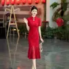 エスニック服yourqipao high-end long chiss style cheongsam for women 2024 China Wedding Toast Qipao Dress Fishtail Skirt