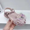 Sandals Chaussures pour enfants 2024 Spring New Girls Princess Single Single Fashionable Korean Edition Zhongda Tong Style H240510