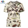 Mens camisetas Sonspee Summer Casual Men T-shirt Insets Birds Printing 3D T Camisetas unissex Tops