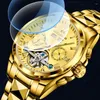 Montre-bracelets Squelette Tourbillon Automatique Watch for Men Aploreproof Mechanical Mentes Business Wristwatch Man Steel Gold Reloj Hombre