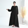 Vêtements ethniques Ramadan Plaine sous Abaya Robe Zipper Front Front Elastic Crepe Robes musulmanes pour femmes Dubaï Islamic Kaftan Robe