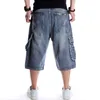 Bijgesneden broek blauwe shorts zevenpunt jeans voor mannen gewassen mannen Jean shorts elastisch en trendy losse en casual ademende plus size broek 30-46