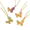 Anhänger farbenfrohe Schmetterling Edelstahl Halskette mit Zirkon 18k Gold plattiert wasserdicht nicht-tarnisch Schmuck für Frauen Mutter Tochter