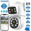 Kamery IP Besder 4K 8MP WiFi Camera PTZ podwójny ekran na zewnątrz detekcja ludzka podwójna soczewki 4MP zabezpieczenie zabezpieczające IP Kamera audio ICSEE Application D240510