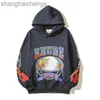 Дизайнер роскошного столового топа Rhuder Hoodies 2024 Ранний весна Eagle Flame Printed Velvet Coolie Coolie Parathe с логотипом