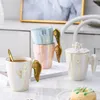Tasses Angel Winged Ceramic Tug avec couvercle Pearl Glazed tasse créative High Beauty Office Café Eau