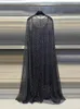 Casual Dresses VGH Elegant Patchwork Sequins Solid For Women Round Neck Cloak Sleeve High Waist Spliced Button Long Dress Female