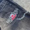 Herenjeans jnco kettingbodembroidery y2k vintage mannen mode gewassen casual brede g denim broek hiphop punk flaggy broek strtwear h240508