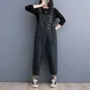 Kadın Tulumları Yükselen Kadınlar İçin Denim Tulumları Katı Kore Moda Tulumları Bir Parça Kıyafetleri Kadınlar Sıradan Vintage Playsuits Düz Pantolon Y240510
