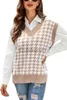 Prillets de taille plus femme en V pour femmes en V Women avec un diamant motif plaid académie sans manches à capuche ouverte de nombril ouvr