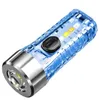 포켓 미니 LED 손전등 USB 충전식 휴대용 방수 흰색 빛 키 체인 토치 슈퍼 작은 란과 배터리