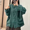 Blouses pour femmes Johnature 2024 Femme Spring Linen rétro Retro Long Couleur Couleur Casual Shirt Fashion Niche Loose Neck Vintage