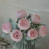 Dekorativa blommor konstgjorda pionbukett vardagsrumsdekor Dekor Fake Silk Simulation Bud Heart Champagne Peonies Flower Study Decoration